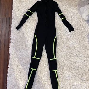 yellow zip up jumpsuit